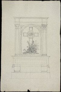 Sketch of Tomb for the Karakehia Family at Père Lachaise Cemetery in Paris by Adolphe Victor Geoffroy Dechaume